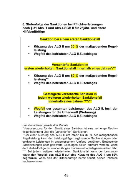 Sanktionen für Leistungsbezieher des ALG II, § 31 ... - Tacheles e.V.