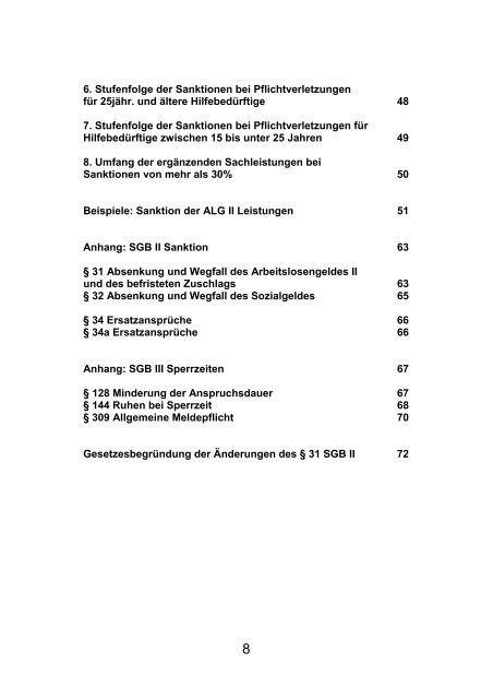 Sanktionen für Leistungsbezieher des ALG II, § 31 ... - Tacheles e.V.