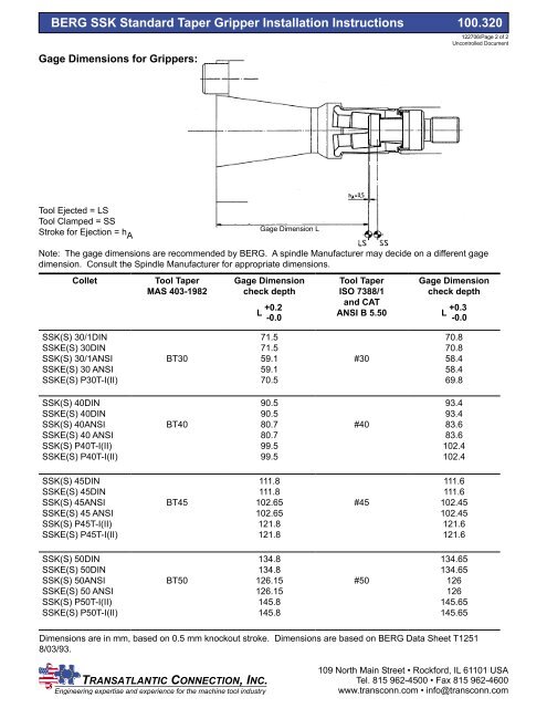 BERG SSK Gripper Installation Instructions - TAC Rockford