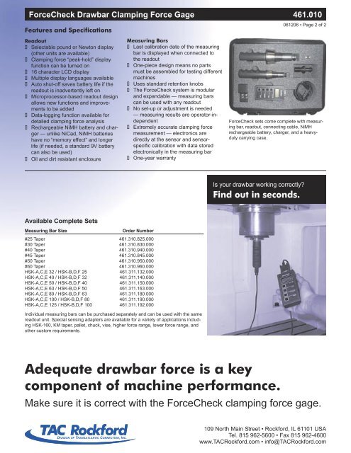 Is your drawbar clamping correctly? - TAC Rockford