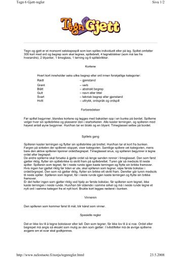 Sivu 1/2 Tegn 6 Gjett-regler 23.5.2008 http://www.nelostuote ... - tactic