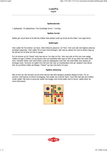 Ludo/Fia regler - tactic