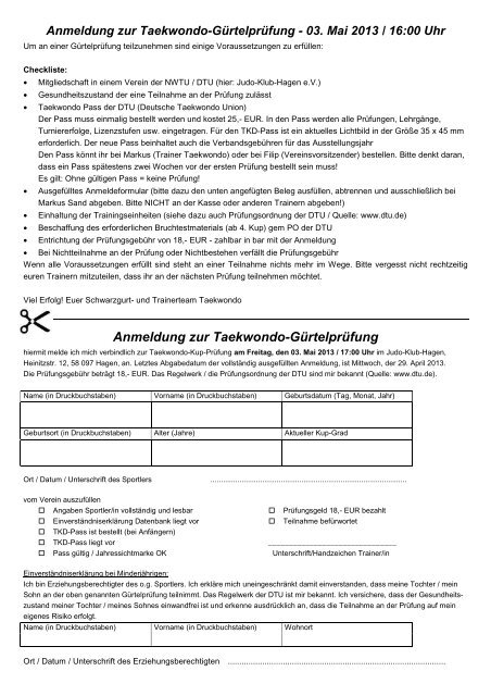 Download PrÃ¼fungsanmeldung Ma - Taekwondo-Hagen.de