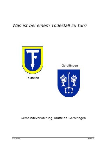 Todesfall zu tun? - Einwohnergemeinde Täuffelen-Gerolfingen