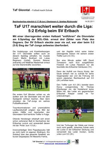 TaF U17 marschiert weiter durch die Liga: 5:2 Erfolg ... - TaF Glonntal