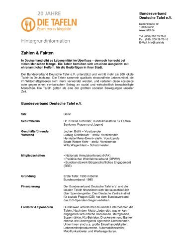 Hintergrundinformation - Bundesverband Deutsche Tafel e.V.