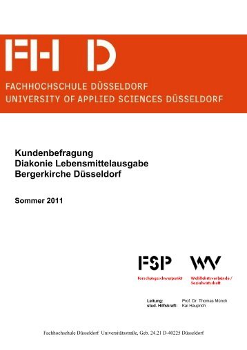 Kundenbefragung Diakonie Lebensmittelausgabe ... - Tafelforum