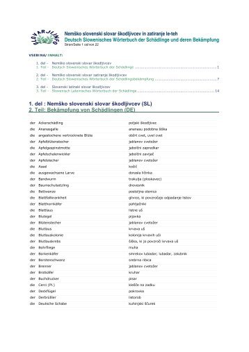 Nemško slovenski slovar škodljivcev in zatiranje ...  - SLOVARJI.INFO