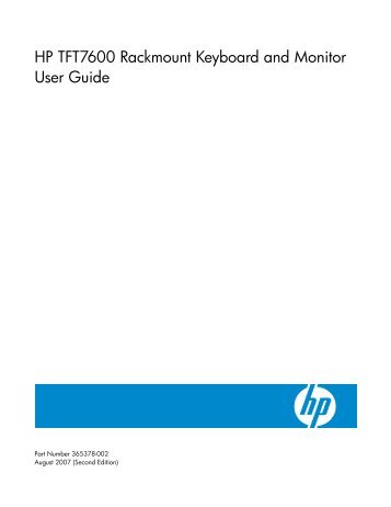 HP TFT7600 Rackmount Keyboard and Monitor User Guide