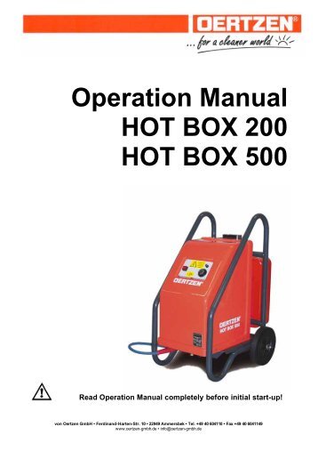 Operation Manual HOT BOX 200 HOT BOX 500