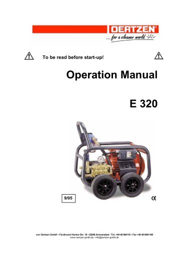 To be read before start-up! Operation Manual E 320