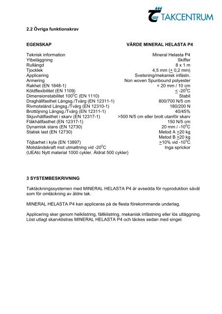 LÃ¤ggningsanvisning Mineral Helasta P4 - Takcentrum