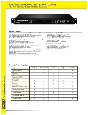 Evertz 5010 Time Code Reader and Generator data sheet - Talamas