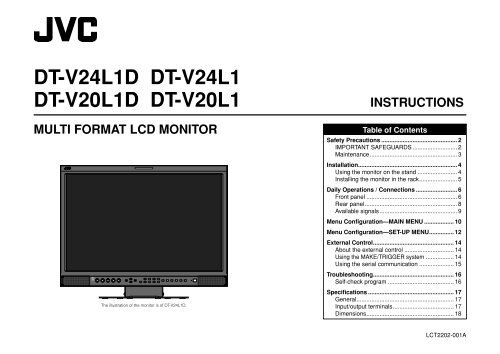 JVC DT-V24L1DU 24 inch Multi-Format LCD Monitor user ... - Talamas