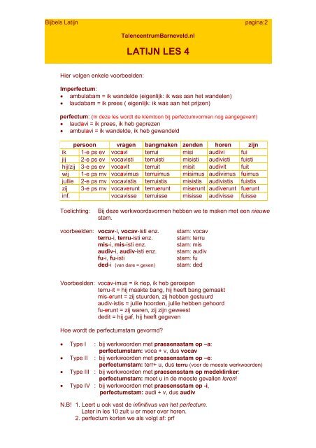LATIJN LES 4 - Talencentrum Barneveld