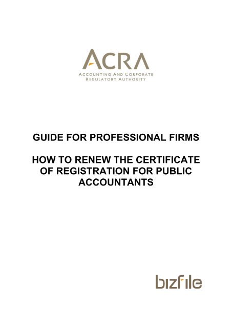 GUIDE FOR PROFESSIONAL FIRMS HOW TO RENEW ... - ACRA