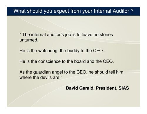 INTERNAL AUDIT THE NICHE FOR GROWTH - ACRA