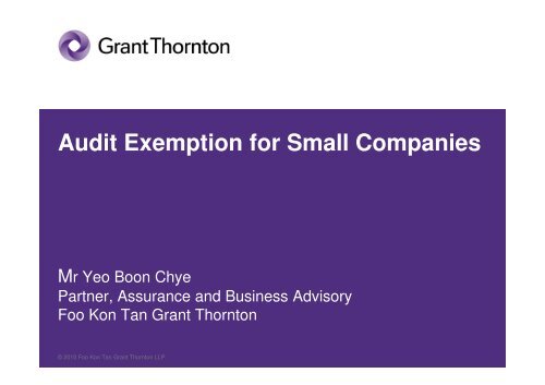 Audit Exemption for Small Companies - Accounting and - ACRA