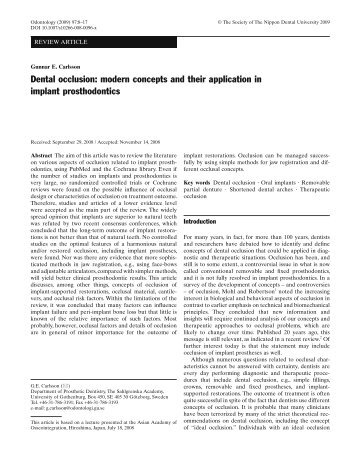 Dental occlusion: modern concepts and their application in implant ...