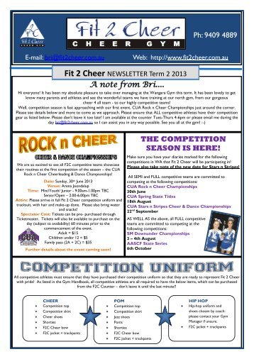 A note from Bri.... THE COMPETITION SEASON IS ... - Fit 2 Cheer