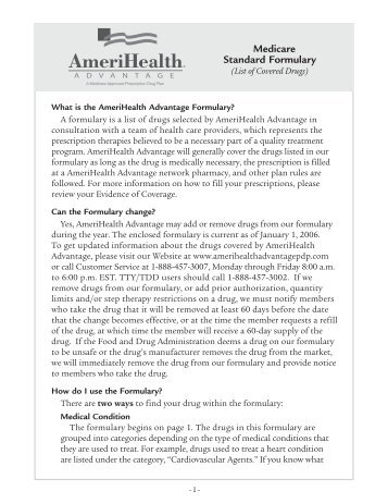 AmeriHealth Advantage Formulary Listing - AmeriHealth.com