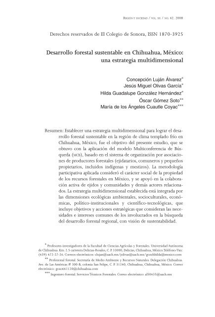 Desarrollo forestal sustentable en Chihuahua, MÃ©xico: una ...