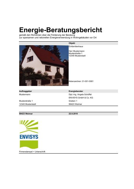 Energie-Beratungsbericht - Envisys