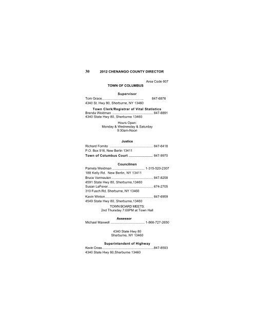 County Directory - Chenango County Government