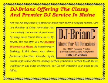 DJ-Brianc Offering The Classy And Premier DJ Service In Maine