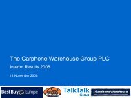 The Carphone Warehouse Group PLC - TalkTalk Telecom Group PLC