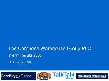 The Carphone Warehouse Group PLC - TalkTalk Telecom Group PLC