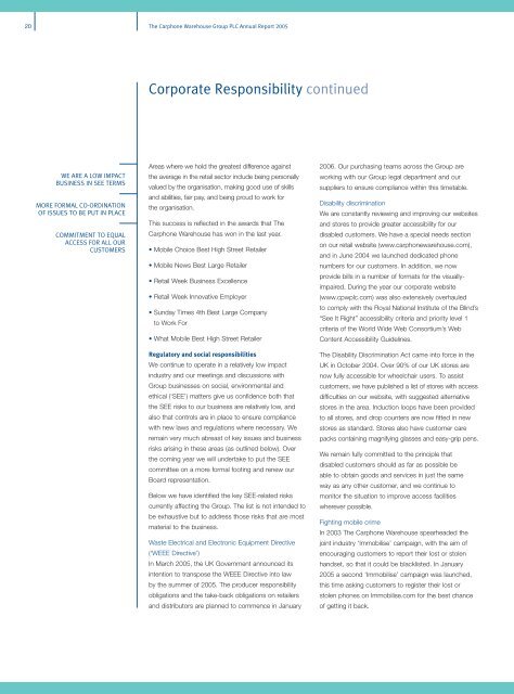 The Carphone Warehouse Group PLC Annual Report 2005