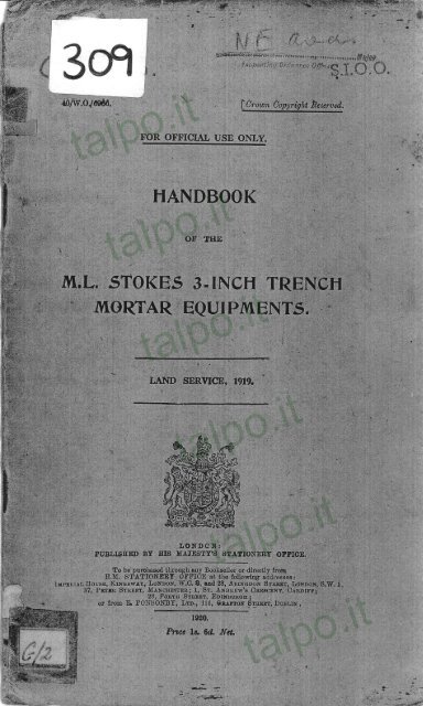 Handbook on the 3 in Stokes Mortar 1919