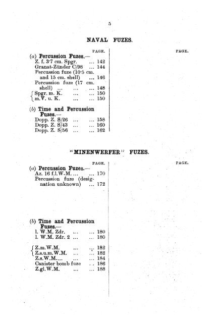 Notes on German fuzes and typical French and Belgian fuzes