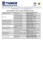 2005 reference list of tunnel formwork system - Tamer.com.tr