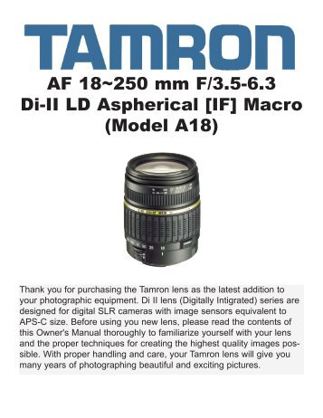 AF 18~250 mm F/3.5-6.3 Di-II LD Aspherical [IF] - Tamron