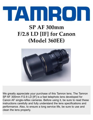 SP AF 300mm F/2.8 LD [IF] for Canon (Model 360EE) - Tamron