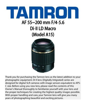 AF 55~200 mm F/4-5.6 Di-II LD Macro (Model A15) - Tamron