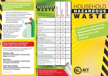 Household Hazardous Waste Brochure for limits - ACT Government