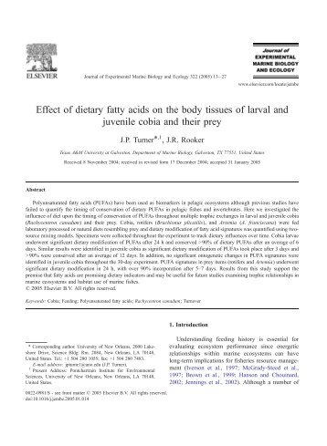 Effect of dietary fatty acids on the body tissues of larval and juvenile ...