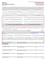 RPA Form - Division of Research - Texas A&M University