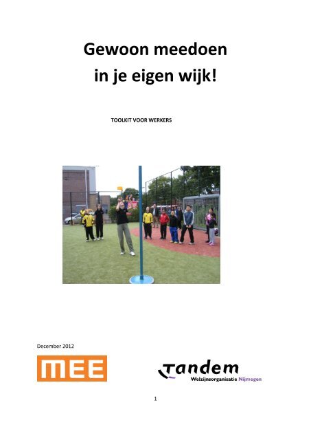 Gewoon meedoen in je eigen wijk! - Tandem Welzijn