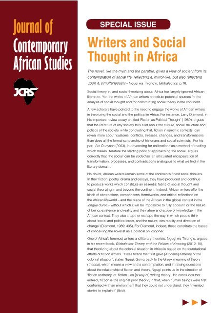 Writers and Social Thought in Africa