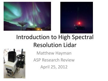 Introduction to High Spectral Resolution Lidar