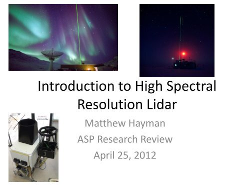 Introduction to High Spectral Resolution Lidar