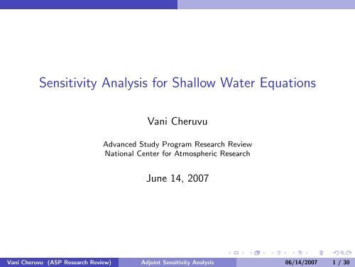 Sensitivity Analysis for Shallow Water Equations - Advanced Study ...