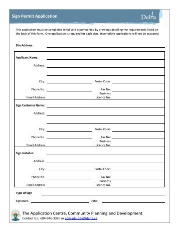 Sign Permit Application - The Corporation of Delta