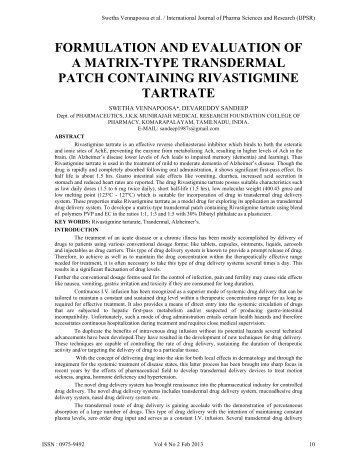 formulation and evaluation of a matrix-type transdermal patch ...