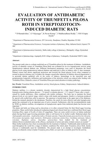 evaluation of antidiabetic activity of triumfetta pilosa roth