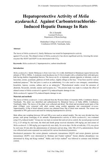 Hepatoprotective Activity of Melia azedarach.L Against ...